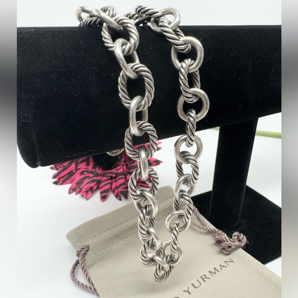 David Yurman 12mm Oval Link Chain Necklace .925 18” - Picture 3 of 9